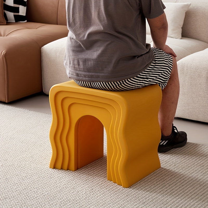 Cream-style Creative Sofa Side Table, Home Living Room Shoe Bench, Minimalist Modern Wavy Coffee Table, Bedside Table