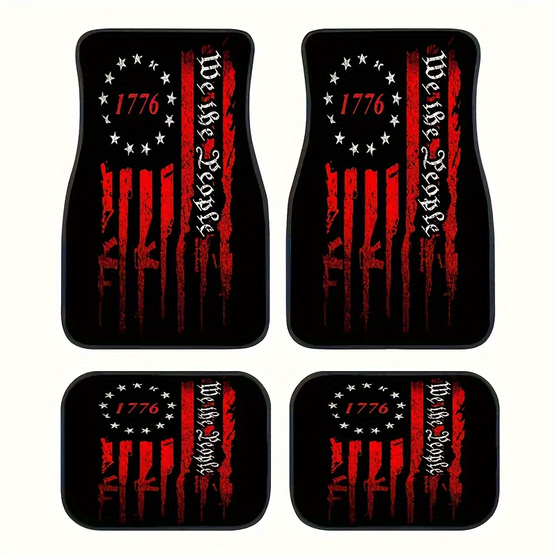 

Universal -piece Car Floor Mats Set With 1776 Patriotic - Absorbent, Non-slip, Washable - Fashionable Auto Interior Protection For Cars, , Suvs - Fiber Mats - Great Gift For For Christmas And