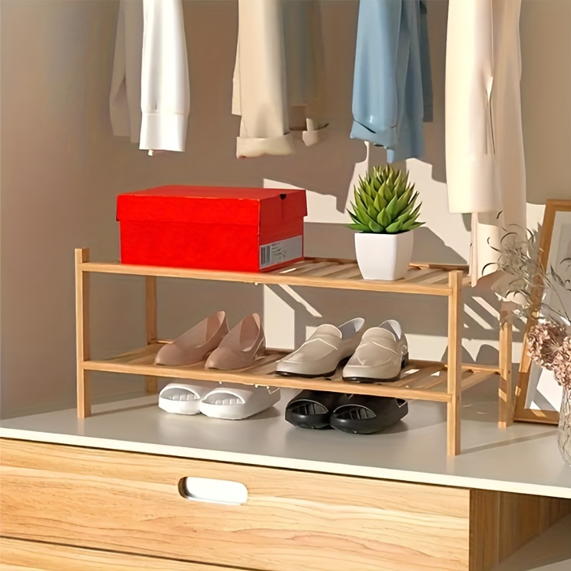 natural bamboo tier standing shoe rack heavy duty foldable