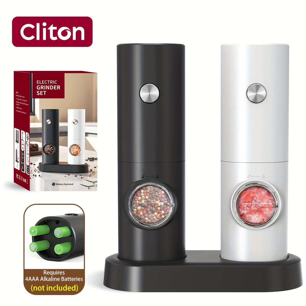Electric Salt And Pepper Grinder, Automatic Pepper Mill Grinder With Led Light, Adjustable Coarseness Shakers, One-handed Operation For Kitchen, ( In Multiple Colors)