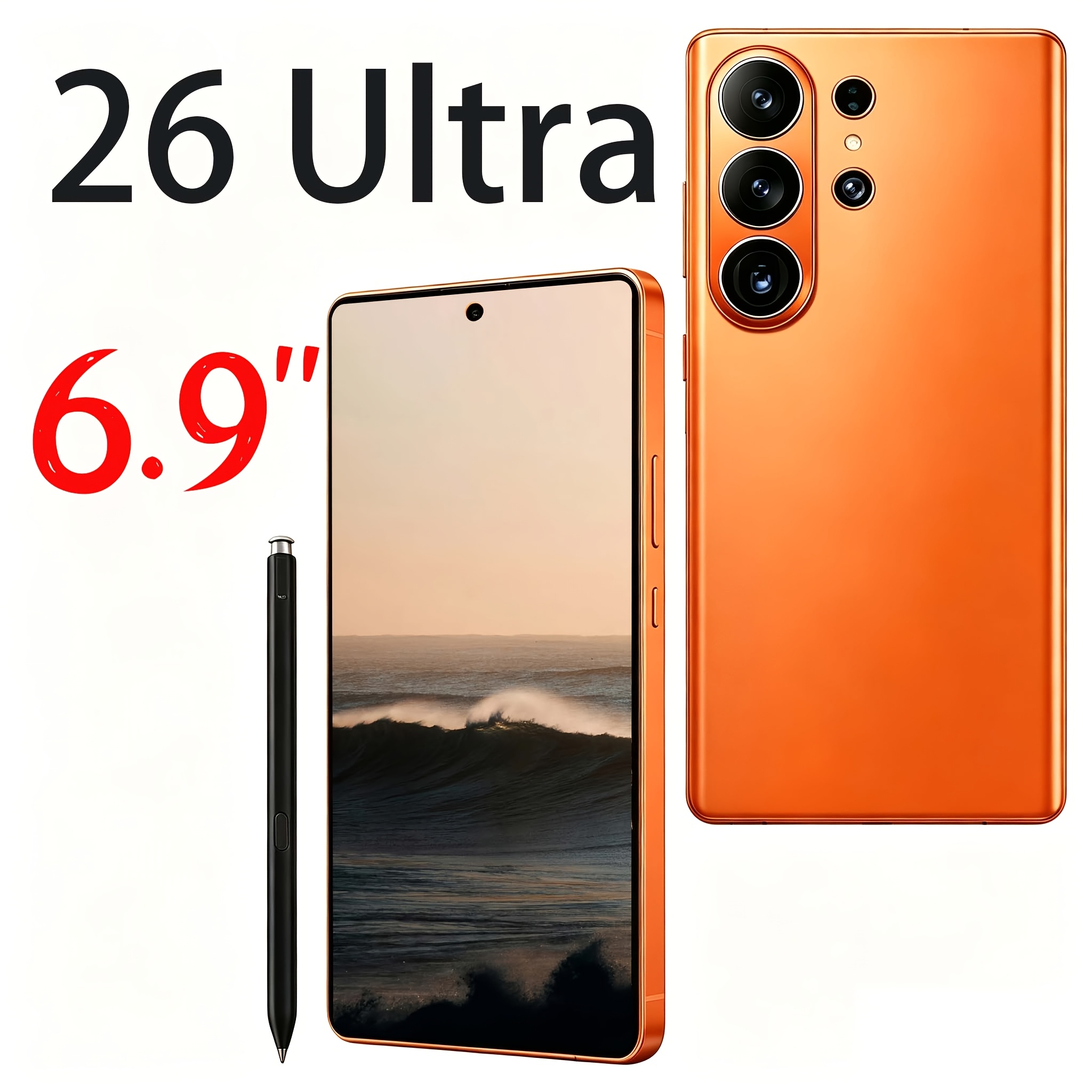 TEMU 2026 New 26 Ultra Unlocked Smartphone, 6.9 Inch/ 4.5inch Hd Display, 6gb+64gb Storage, Dual Sim, 5 In 1 Bundle (stylus Pen, Screen Protector,