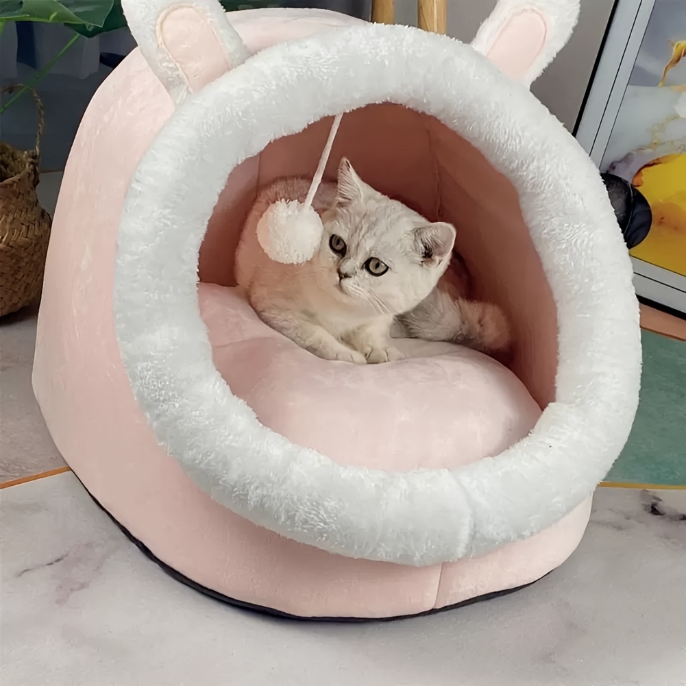 Cozy Dinosaur Cat Cave Bed - Semi-Enclosed Pet Bed For Indoor Cats & Small Dogs