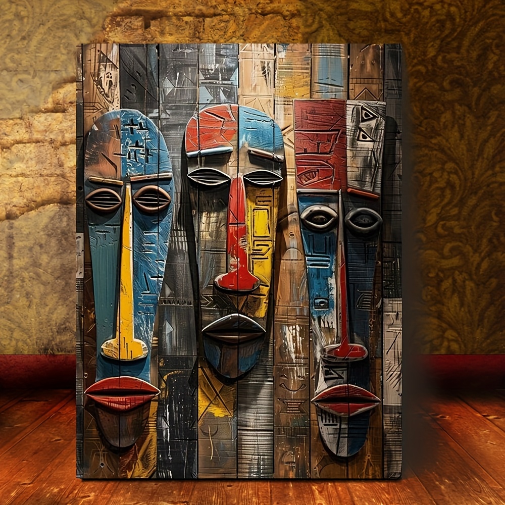 

Extra Large African Tribal Masks Canvas Art Print - Modern Abstract Wall Decor For Living Room, & Ready To Hang