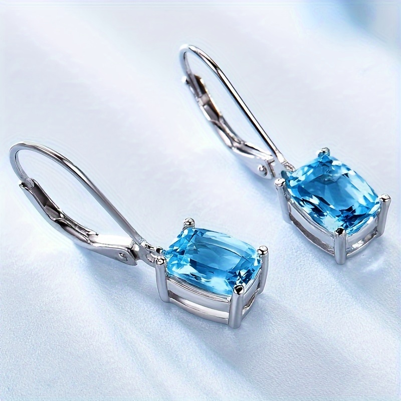 E-shop Exquisit Ovaler Aquamarin CZ Anhänger Ohrringe für Damen – Hochzeit, Verlobung, Party &