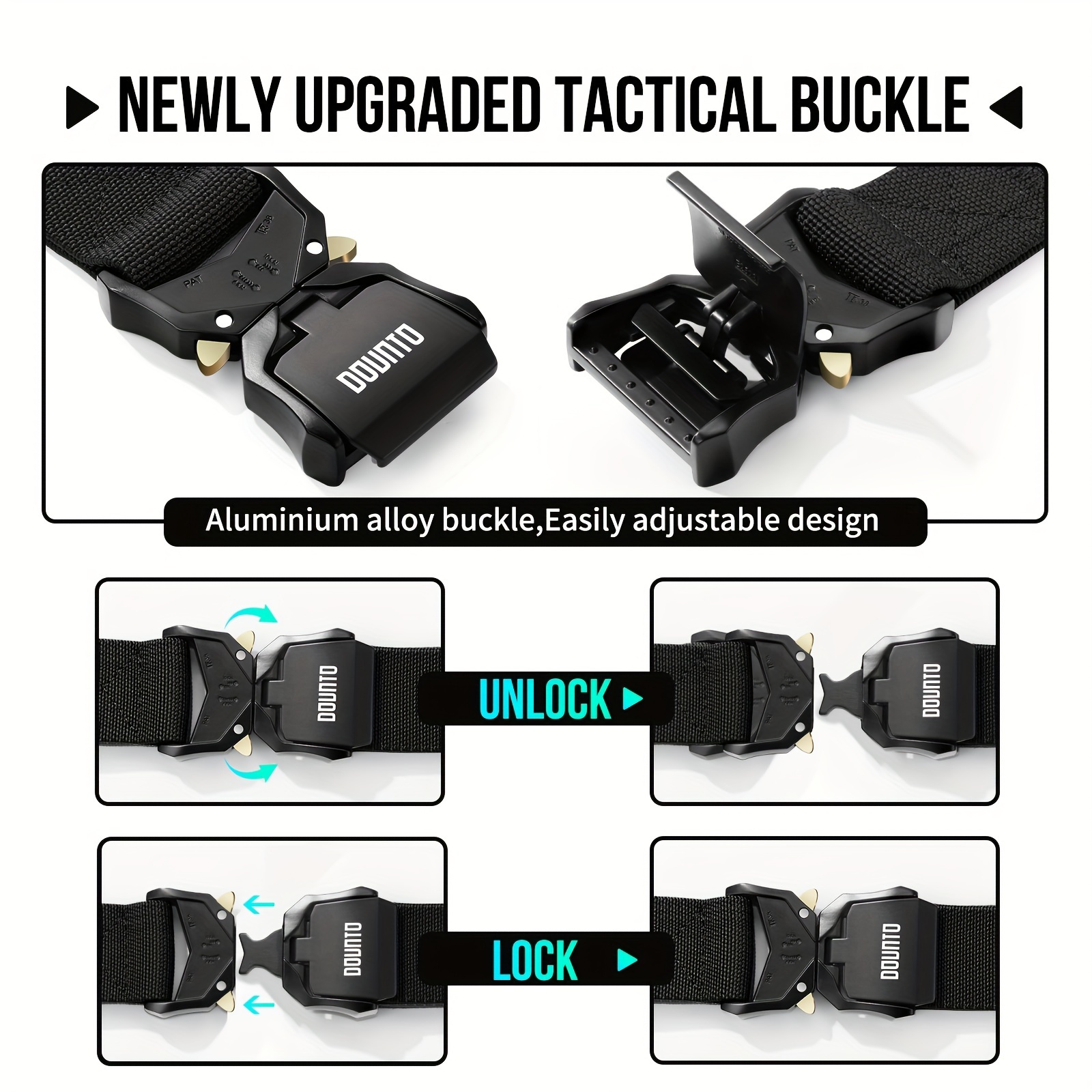DUNTO Tactical Quick Release Belt for Men Durable Stretch Nylon Secure Buckle
