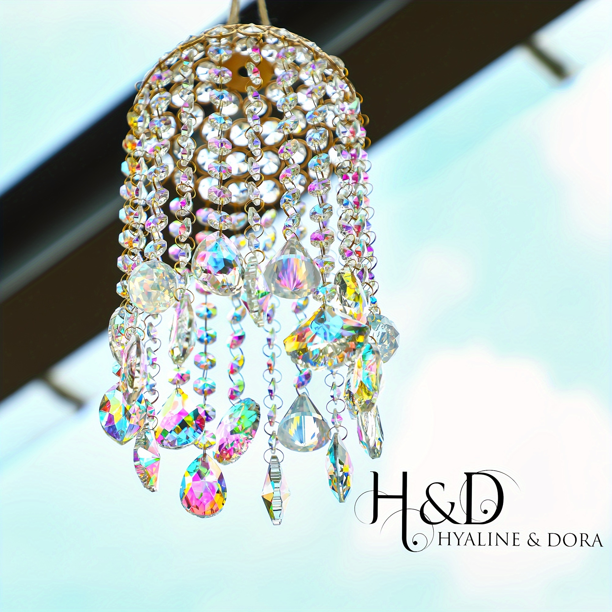 

H&d Hyaline& 1pcs Crystal Chandelier Wind Chimes Suncatcher Pendant Crystal Prisms Suncatchers Aurora Light Catcher For Window Ornament