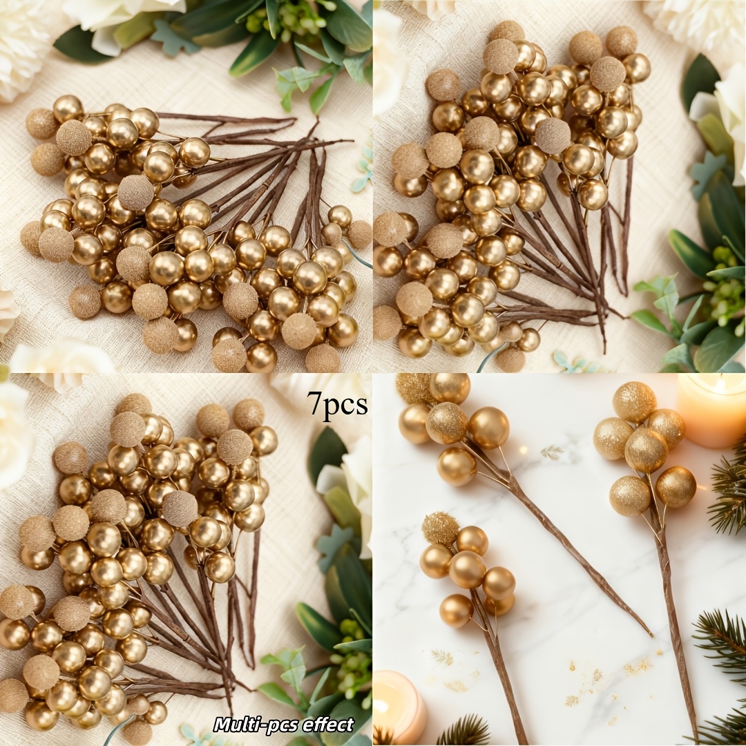 TEMU Tiges d' de Noël dorées | Spray de artificielles scintillantes pour carte, pour décoration de sommet d'arbre | Ornements d'arbre de Noël