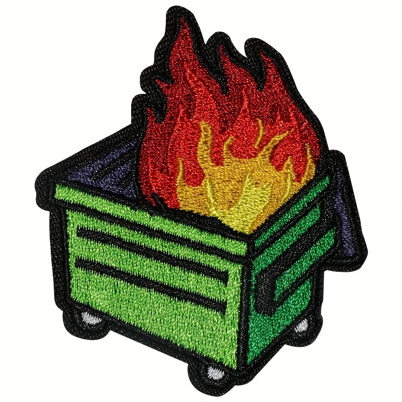 TEMU 1pc Patch Brodé de Flamme , Adhésif Thermofusible Multicolore, Design de Feu pour l'Artisanat DIY et la Réparation de Vêtements