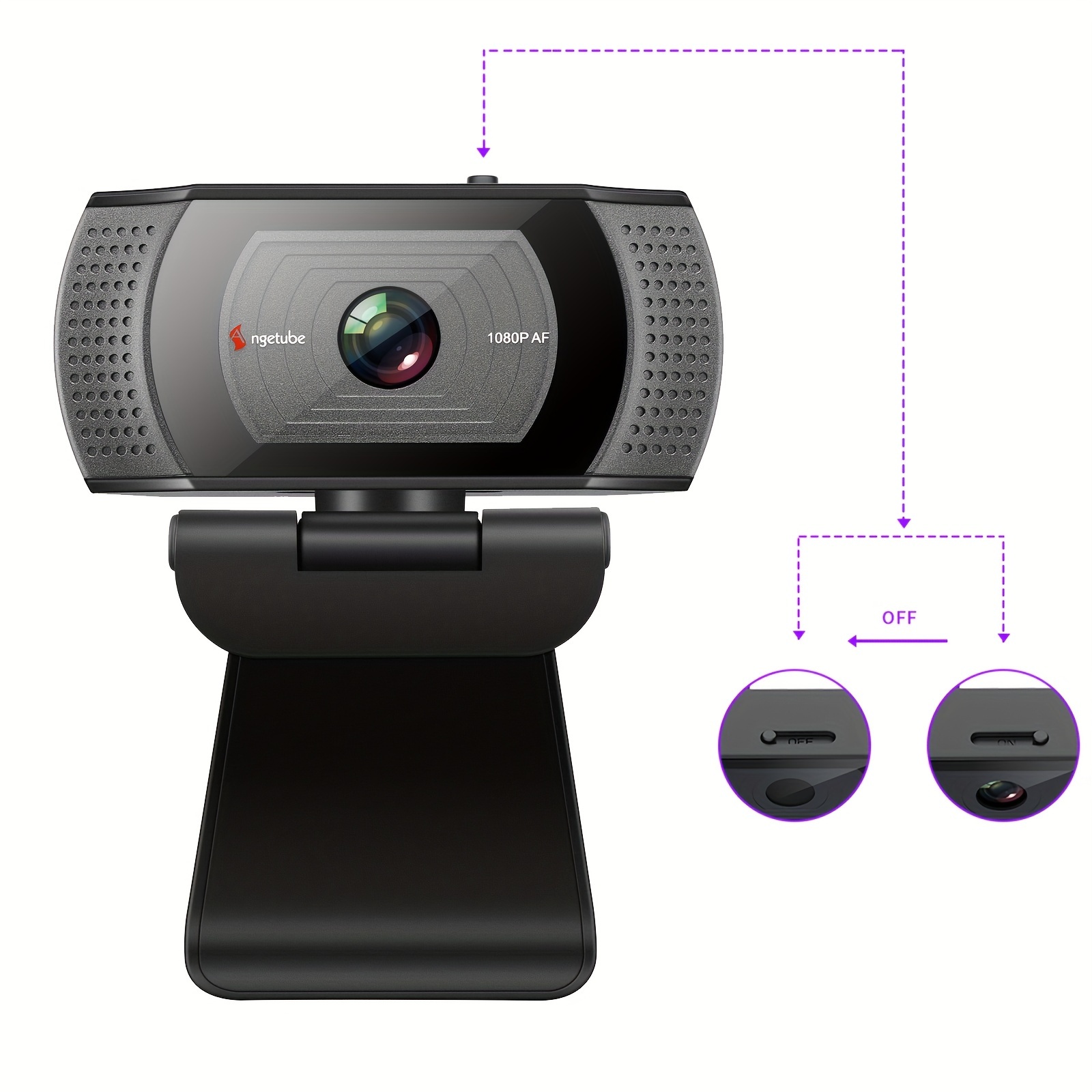 1080P Webcam Pour Microphone FOV Réglable Zoom Contrôle - Temu France