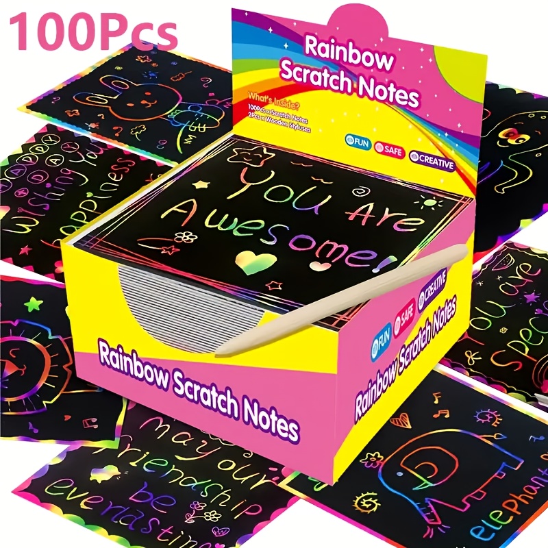 TEMU 100pcs Art Note Cards - Vibrant Diy Creative Painting Cards For Birthdays, Parties, Halloween & Christmas Crafts, Assorted Colors & Patterns,-image-17597457686293