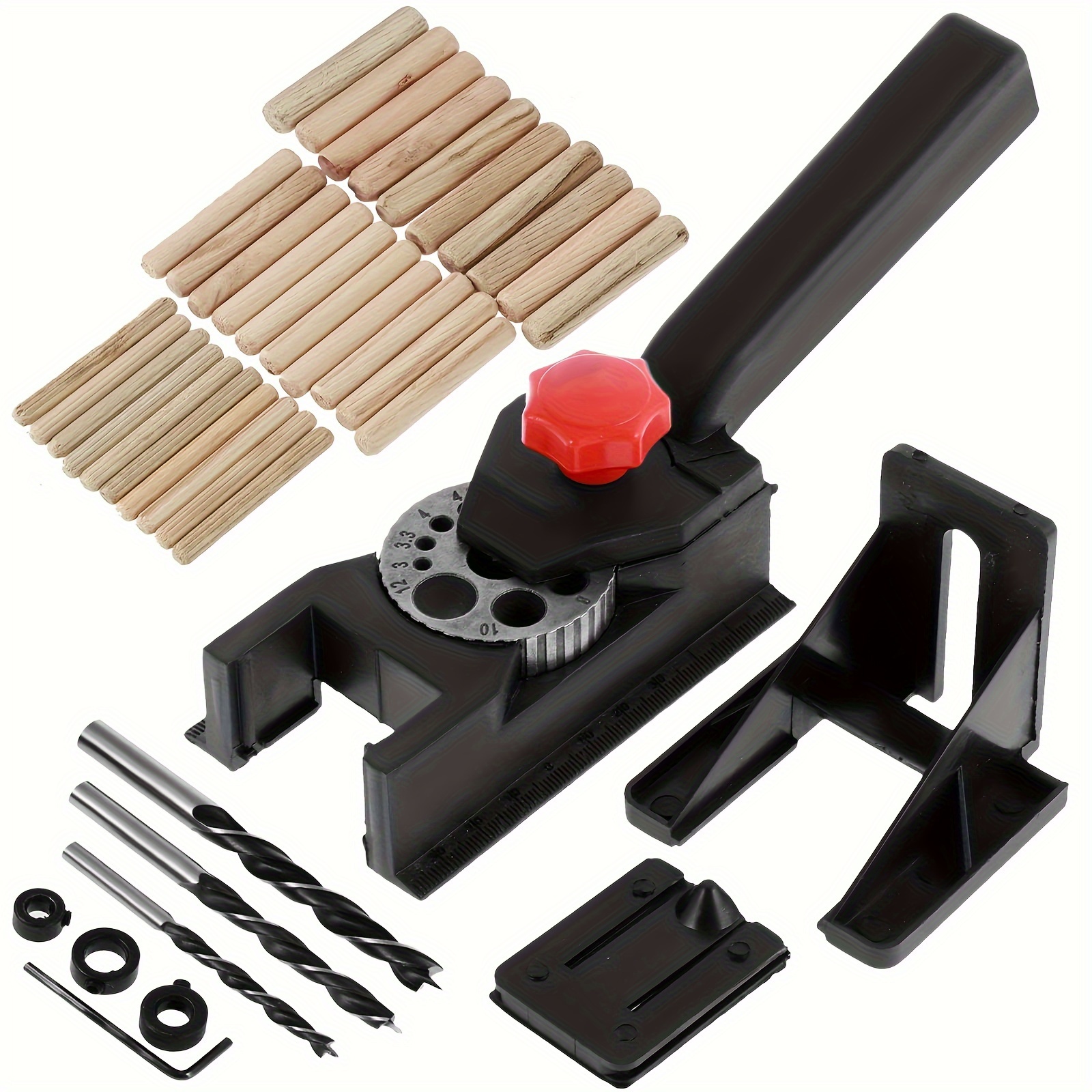 

Woodworking Doweling Jig Kit, 3-12mm Joint Tool , - Portable And , Metal And Plastic, For Diy Woodworking Enthusiasts - No Required