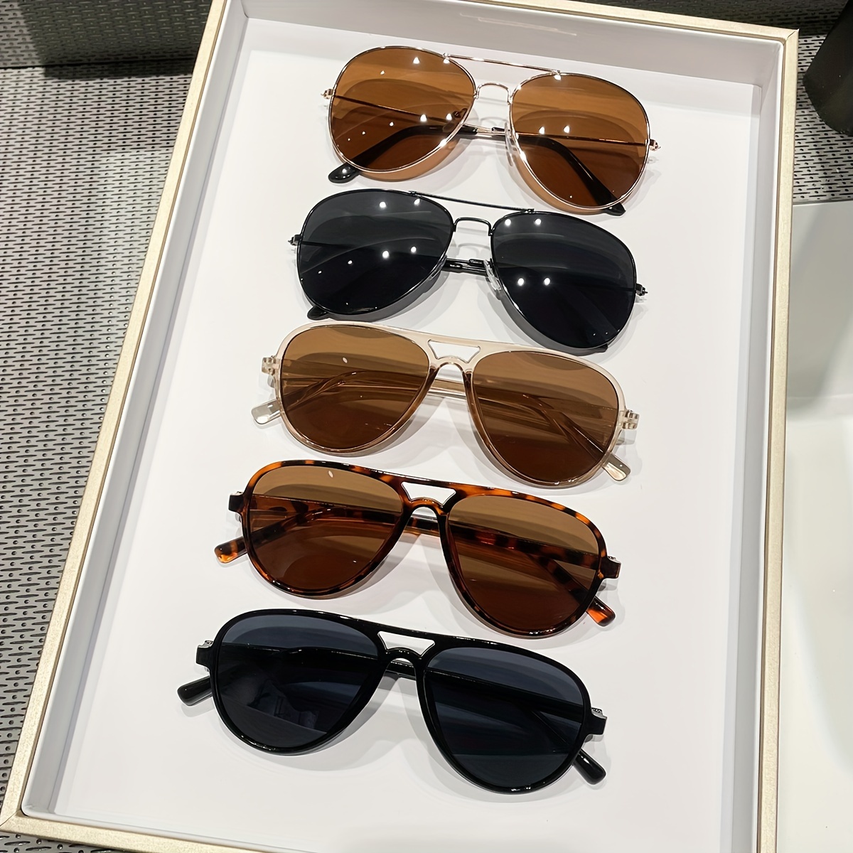 

5 Pcs Oval Double-bridge Glasses For Women, Pc Frame, Vintage Style, Perfect For Casual Outings And Hiking