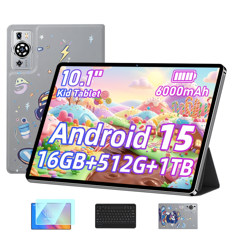 Uxd 10.1 Inch Kids Tablet, 15, 16gb 512gb Rom, Large Hd Display, 6000mah Long , , Supports Up To 1tb Expansion, With Keyboard, Mouse, Stylus And Charging Cable