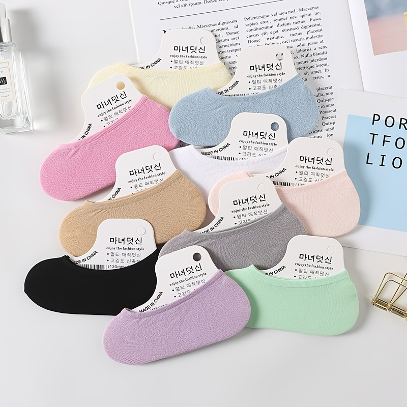 E-shop 10 Paar ultradünne, bonbonfarbene, unsichtbare Silikon-Socken in kleiner Größe aus Samt für Teenager im Sommer, für Teenager, für Teenager
