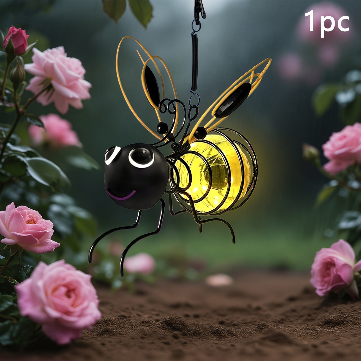 Outdoor Bee Lantern Decoration - Solar Hanging Bee Decoration With Elastic Spring Outdoor Hanging Solar Light, Used For Garden Decoration, Courtyard, Patio, Porch, And Birthday Gifts (yellow)