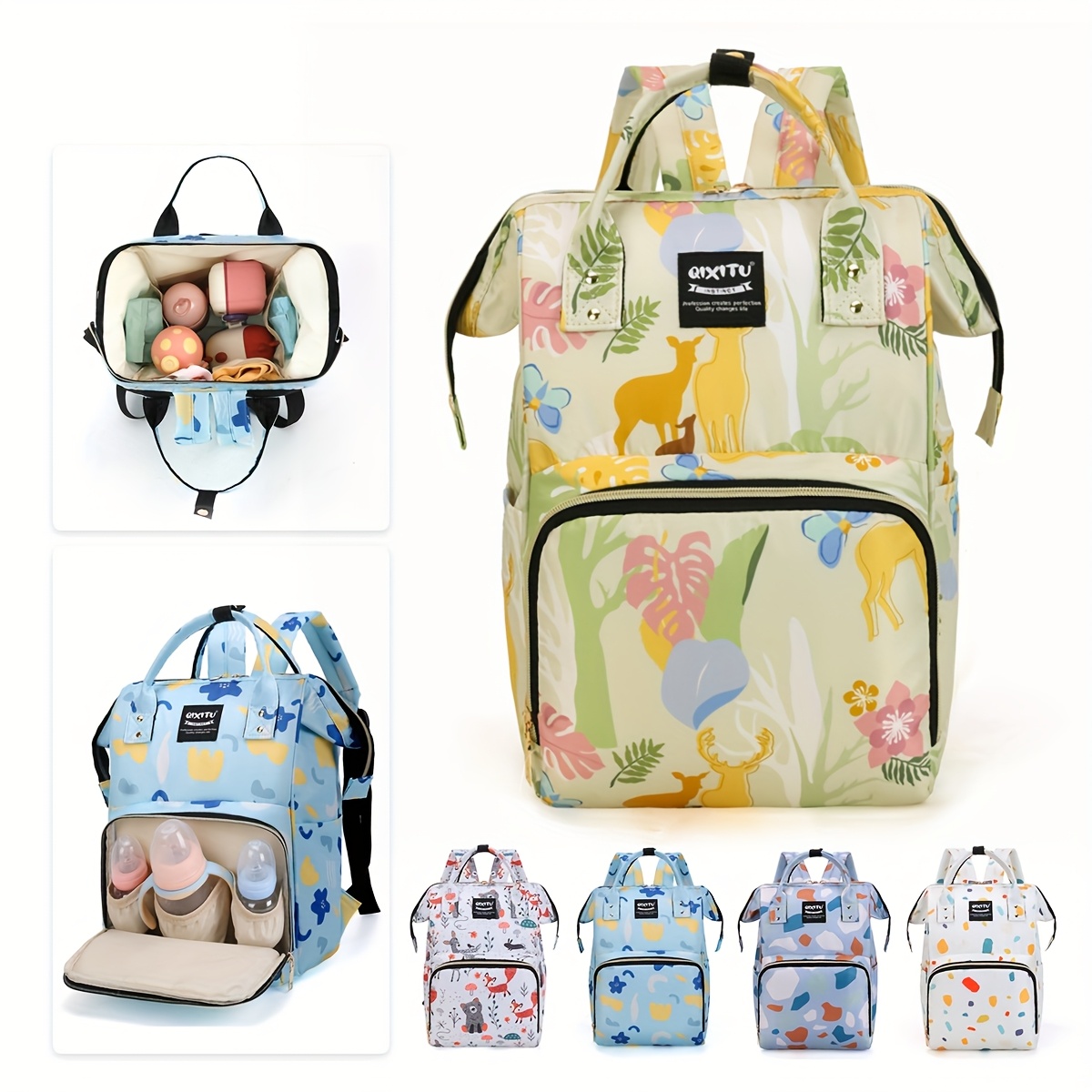 diaper bag backpack multifunctional travel bag soft shell polyester large capacity multi layer compartment utility pocket zip closure hand wash suitable for daily use leisure commuting and outdoor sports 0