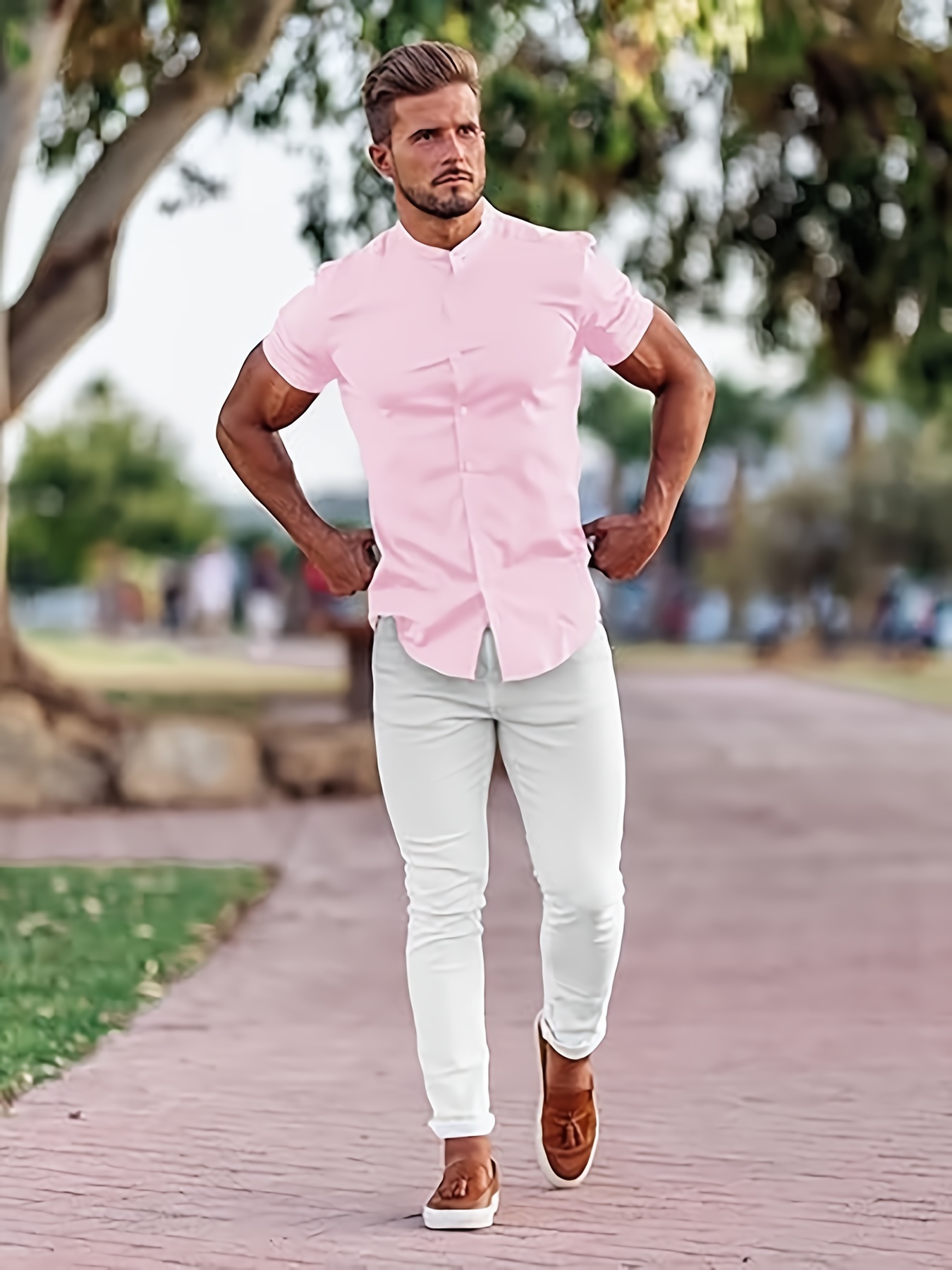 slim fit dress slacks Slim Fit Blue Solid Button-Down Collar Non-Iron Men's Dress Shirt – Wilkes  & Riley, LLC main image 1