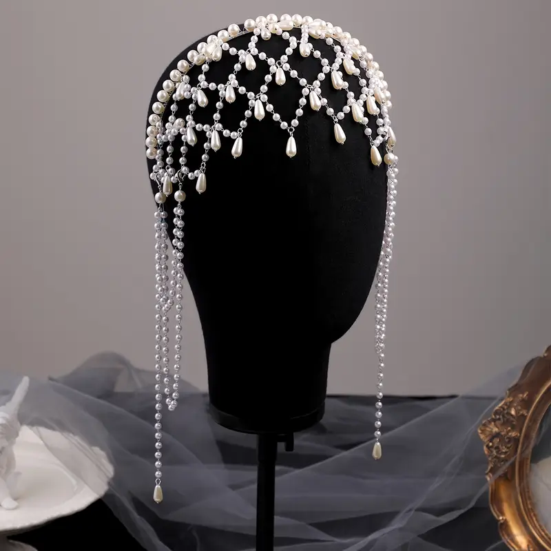 1Pc Elegant Ball Party Hair Headband Detachable Long Chain