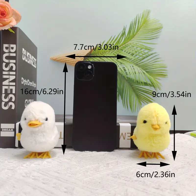 لعبة القفز على شكل دجاجة/بطة، لعبة تفاعلية على شكل بطة قفز من القطيفة، حيوانات صغيرة، هدية عيد ميلاد التفاصيل 4