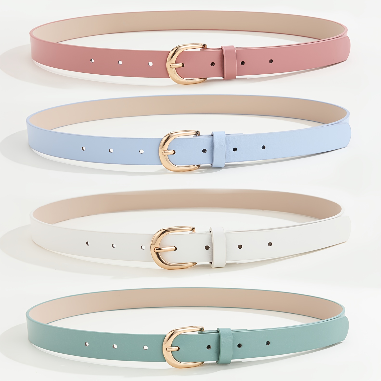 set 4 womens belts featuring golden design - Temu