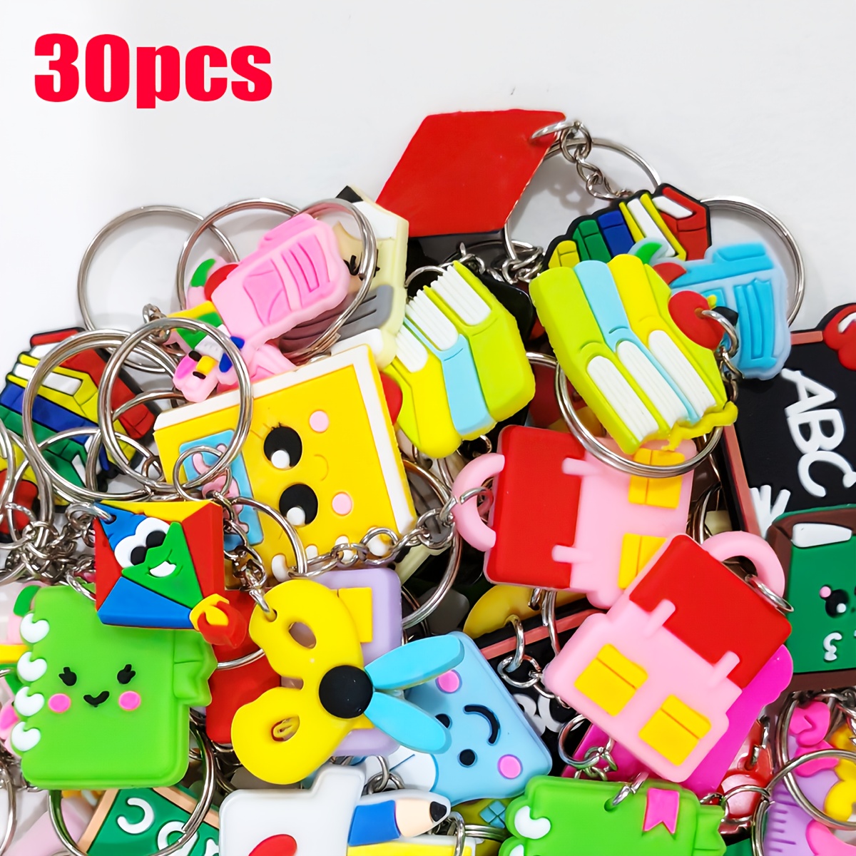 TEMU 30 Règles de crayon assorties et mignonnes, adorables planches à écrire, porte-clés de calculatrice, cadeaux de fête en vrac, porte-clés de