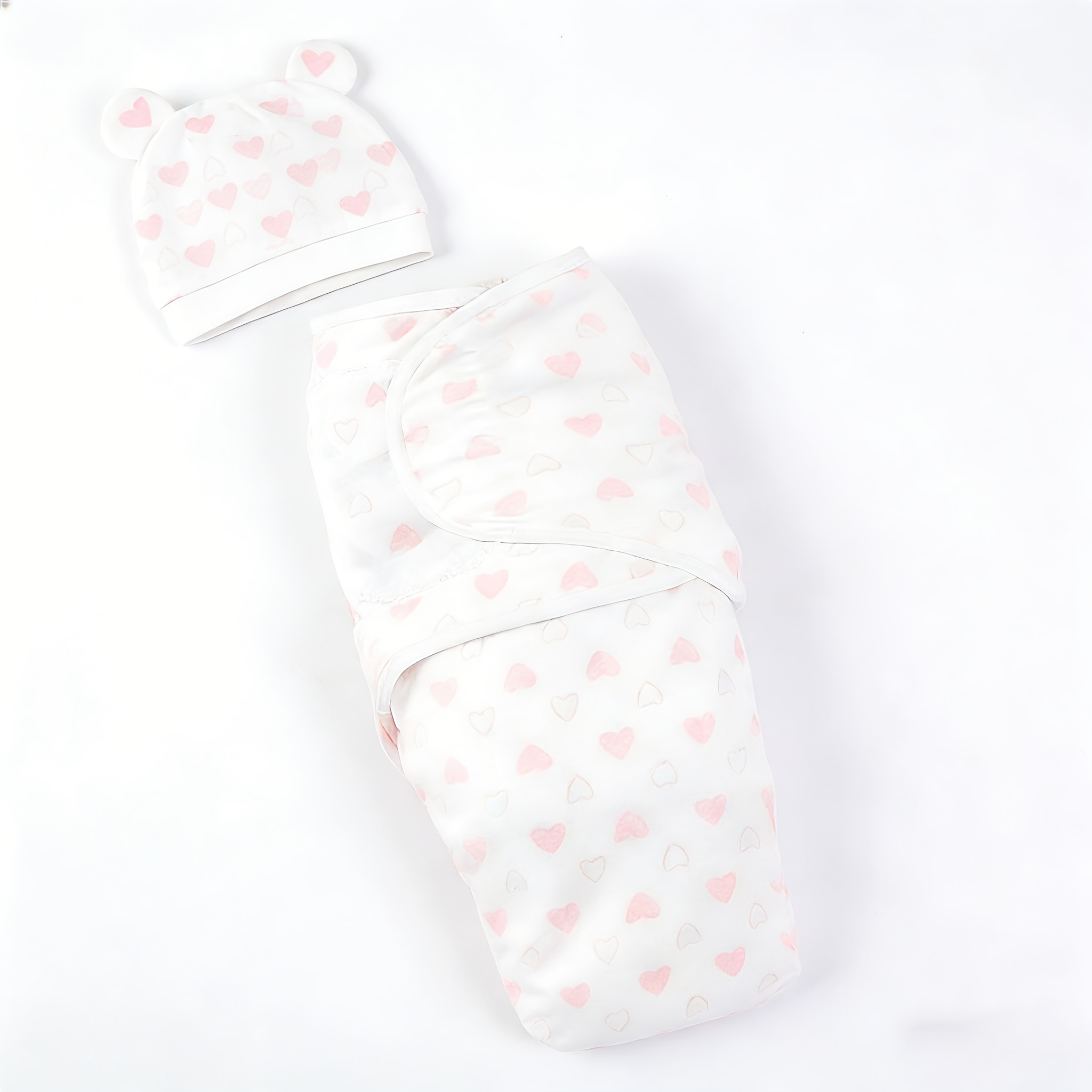 2pcs Baby Swaddle Set with Hat, Soft And Cute Baby Swaddle Blanket, Suitable for 0-6 Months, Easy Wrap Swaddle, Baby Wrap Blanket, Christmas, Halloween, Thanksgiving, Easter Gift