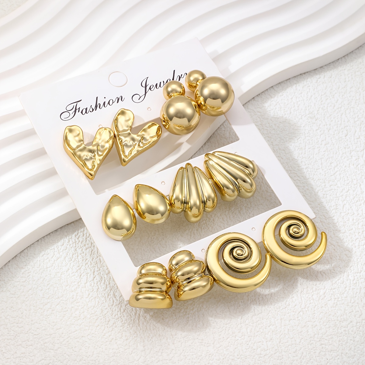 

Set Of 12 Stylish Earrings For Women And Girls In Golden Color - Featuring Sexy Street Style , Without Mosaic, Suitable For And Occasions, Comes Packaging Jewelry