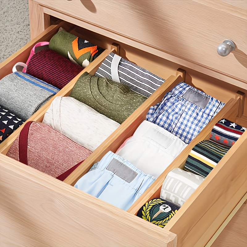 4 Sets Versatile Bamboo Drawer Dividers - Expandable And Adjustable Organizers For Home - Neat Storage Solution For Kitchen, Bedroom, Wardrobe, And Cabinets