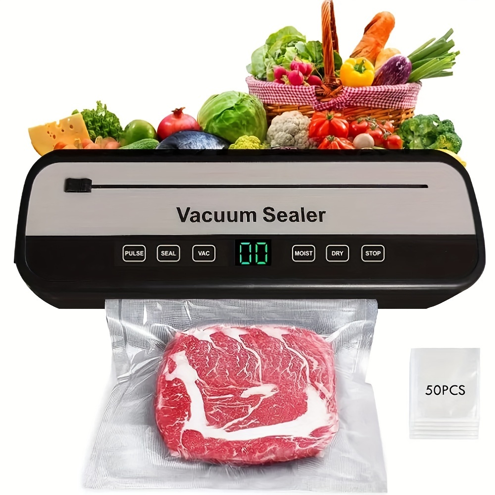 

Easy-to-use Vacuum Sealer With Digital Display - Includes 50 Bags, Food Storage & , Kitchen Essential