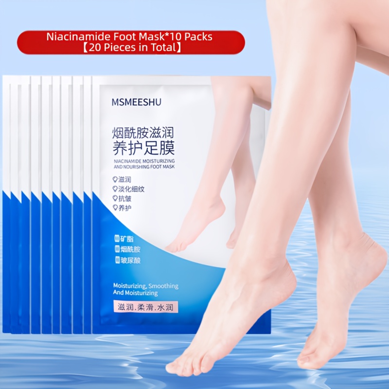 TEMU 10 Pairs Niacinamide - Enriched With Hyaluronic Acid, Allantoin, And Niacinamide; Deep Moisturizing, Exfoliating, Prevents Dry Cracked Heels,