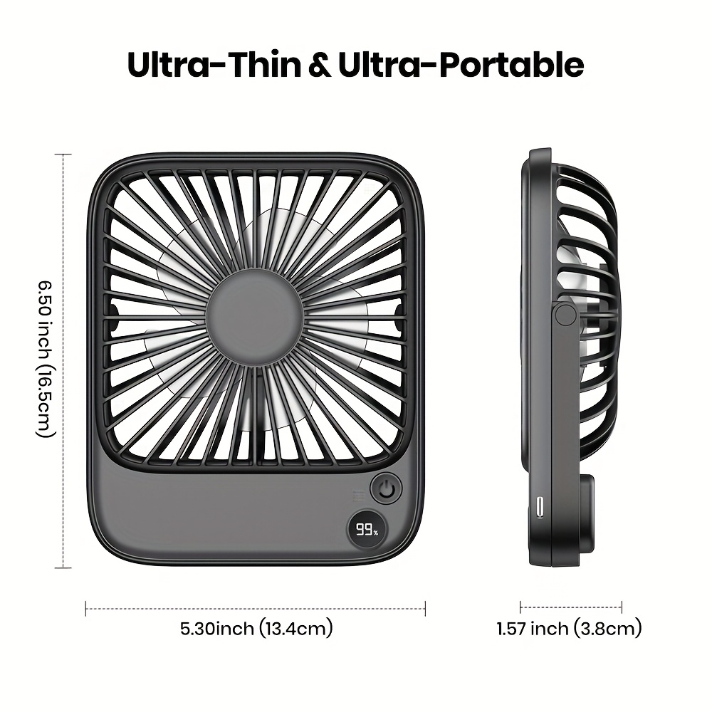  2 pack 5000mah portable desk fan ultra thin 4 adjustable small silent battery powered personal fan for bedroom library outdoor details 1