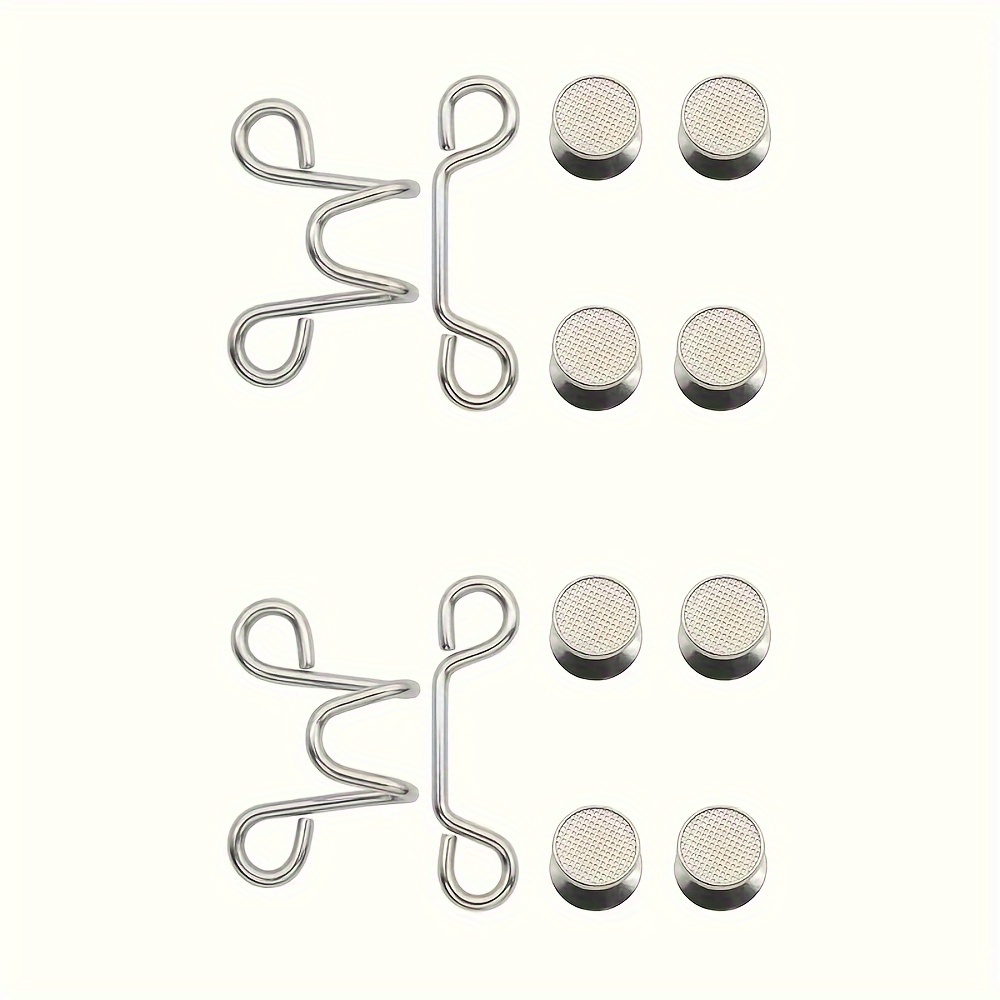 Image of 2 Sets Of Seamless Adjustable Jeans Buttons: Rivet-free, Reusable Invisible Waistband, Suitable For Pants And Clothing, Durable Metal