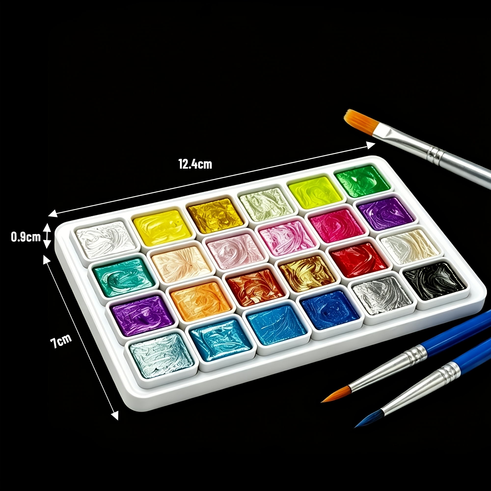TEMU Tbc 24-color Metallic Texture Solid Watercolor Pigment Set - Artist-grade Quality, Includes A Palette, Rich And , Safe And Non-toxic, Suitable