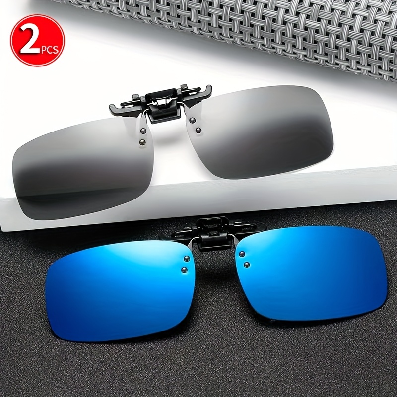 Image of 2-pack 's Clip-on Glasses Suitable For Over, Polarized/mirrored Frames, Wide Fit (>139mm), For Driving, Parties, Daily Wear - Photo Props, Christmas, Valentine's