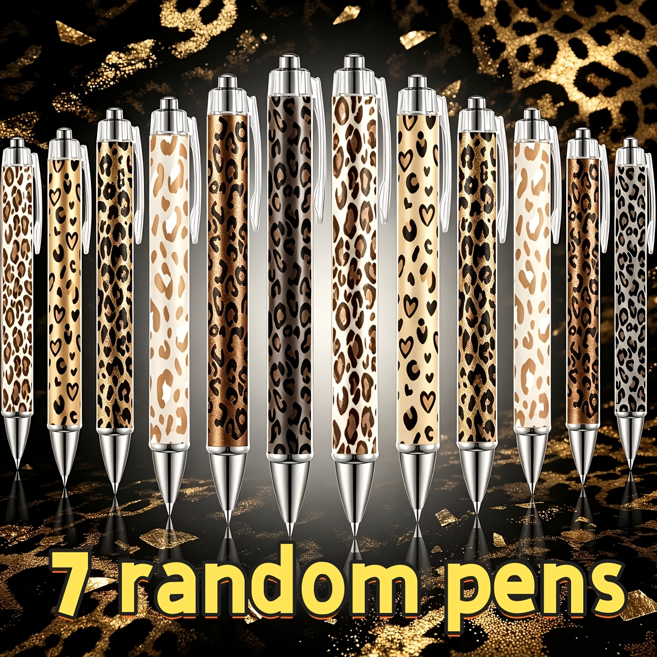 TEMU 7 stylos à motif léopard - Stylos d'écriture motif , styles aléatoires, motif léopard multicolore, cadeau pour femmes, stylo de Noël, stylo pour