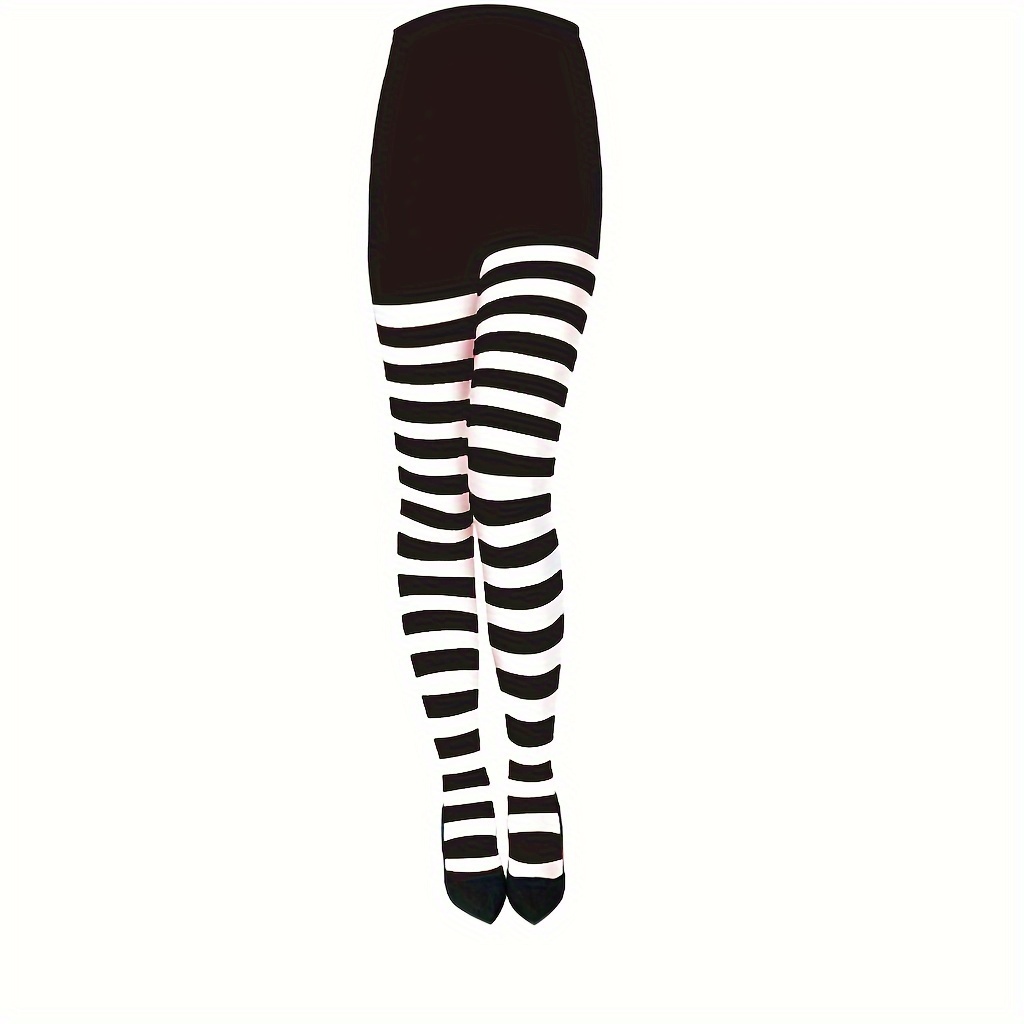 Image of 1 Pair/3 Pairs Spring Autumn Winter Striped Tights, Over-the-knee Socks For Cosplay Parties, Suitable For Halloween, Christmas, Music Parties And More