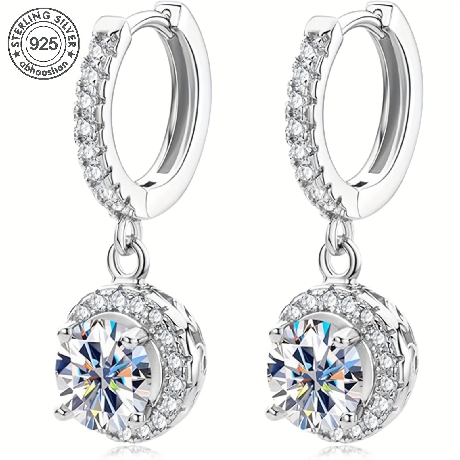 925 sterling silver disc starry sky moissanite hoop pendant earrings fashionable and elegant suitable for weddings and parties with a   box Product details 2