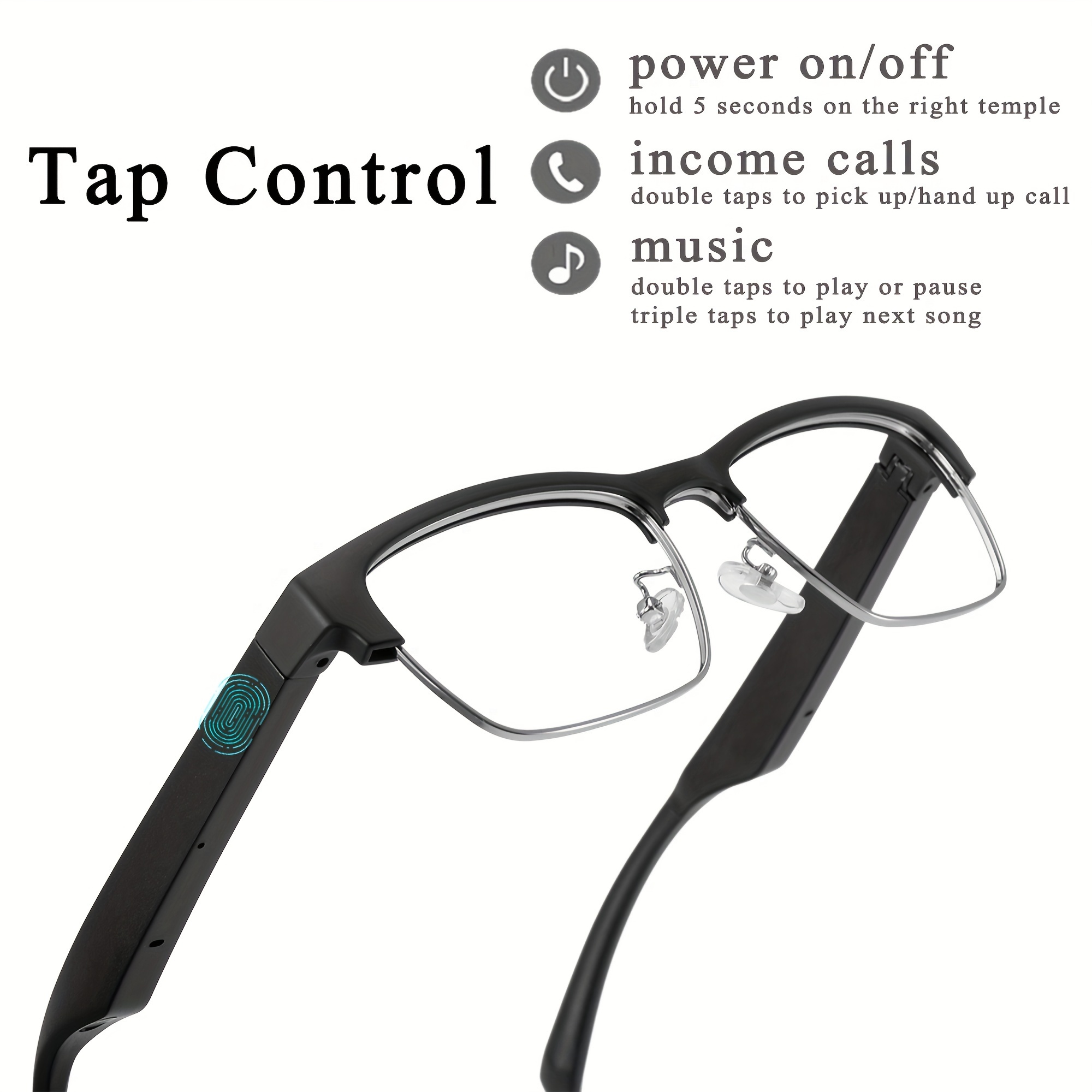 

Smart Glasses With Wireless Audio For Men And Women, Featuring Built-in Microphone And Speaker, Blue Light Filter Polarized Sunglasses Lenses, , Open- And Hd Calls.