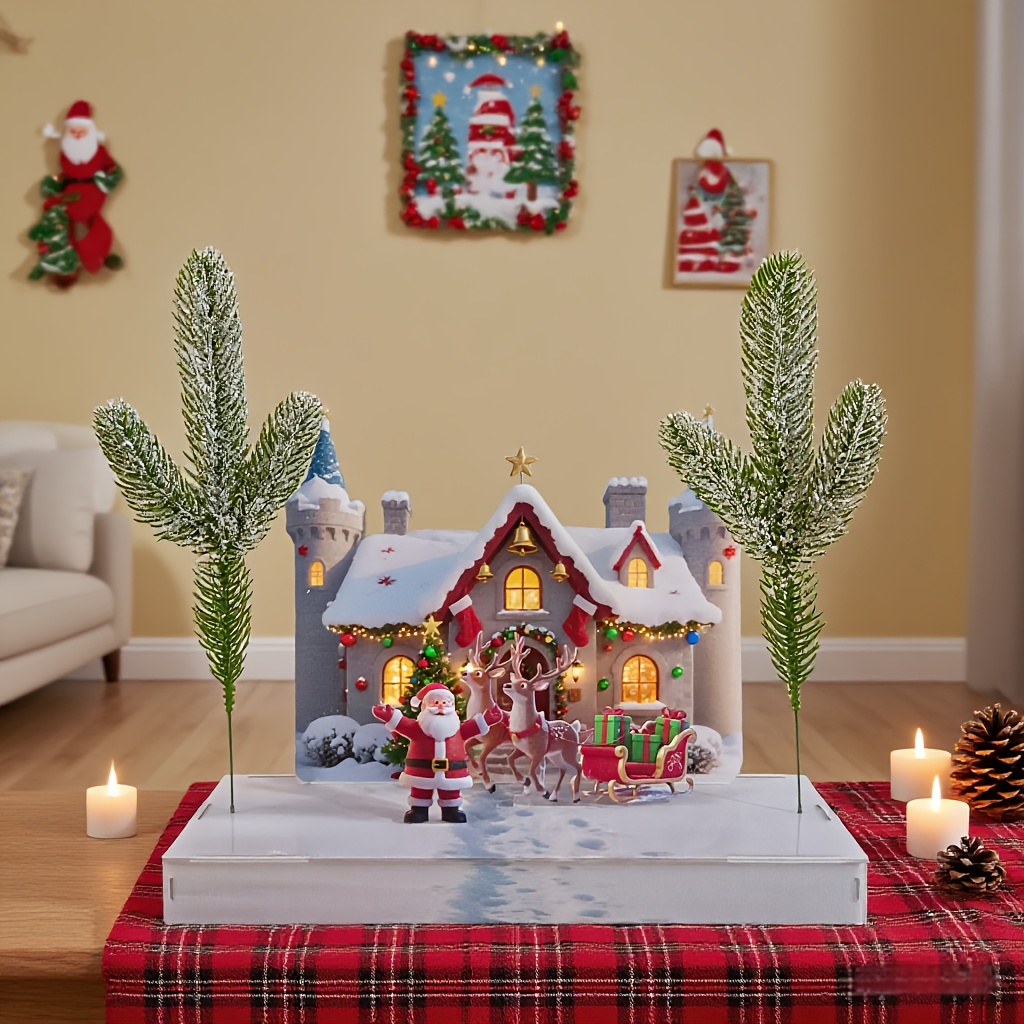 3D Verzamelbare Gebouwen & Accessoires, Kerst Kasteel Montagemodel, Feestelijke Magische Kasteel Decoratie voor Woonkamer of Slaapkamer, Prachtig Feestdagen Geschenk, Kerstdecoratie Nieuwe Items, Miniatuur Item, Kerstdecoratie, Kersthuisdecoratie