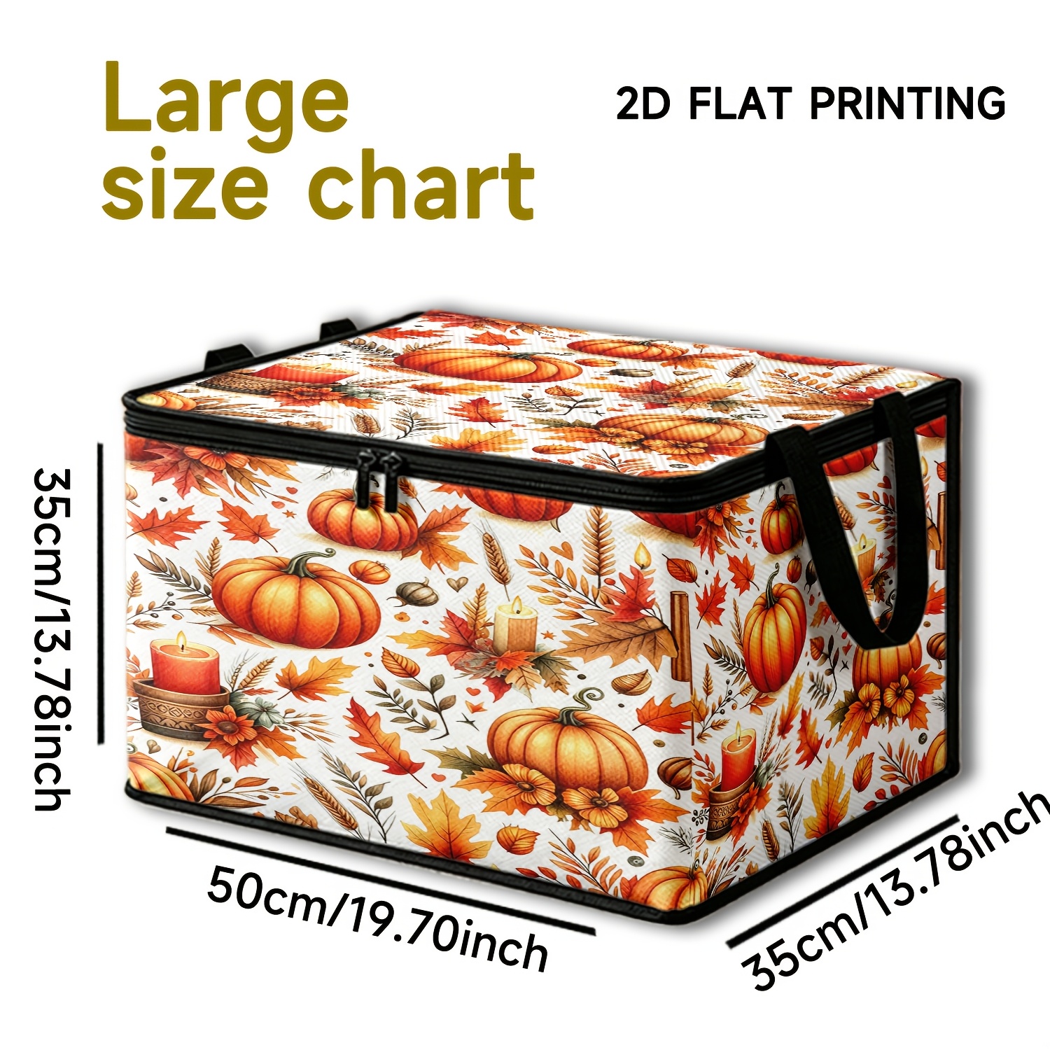 TEMU Boîte de rangement pliable 1 pièce sur le thème de la citrouille, grande . Fabriquée en tissu non tissé de haute qualité, à la robuste et
