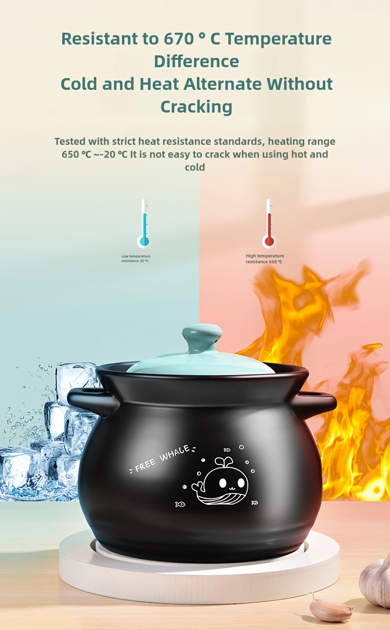 4l cute   ceramic slow cooker high temperature heat resistant   casserole gas stovetop compatible for   rice soups no power supply needed details 3