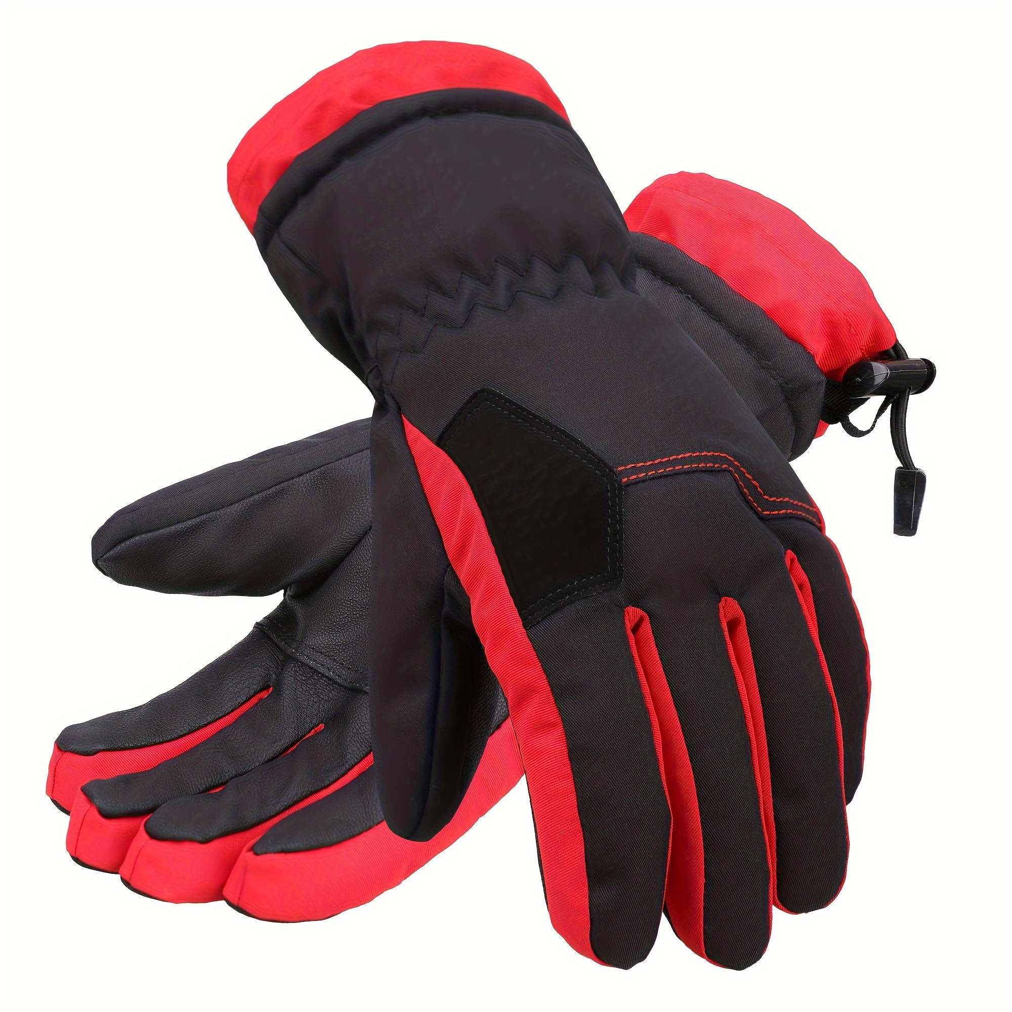 TEMU Winter Gloves Waterproof 2-tone Geometric Ski Snow Gloves