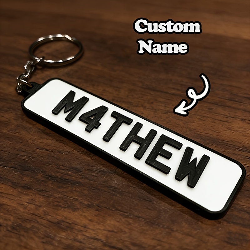 TEMU Plat 2D, [Personnalisé] Porte-clés de voiture avec nom personnalisé, Porte-clés plaque d'immatriculation en acrylique, Cadeau d'anniversaire