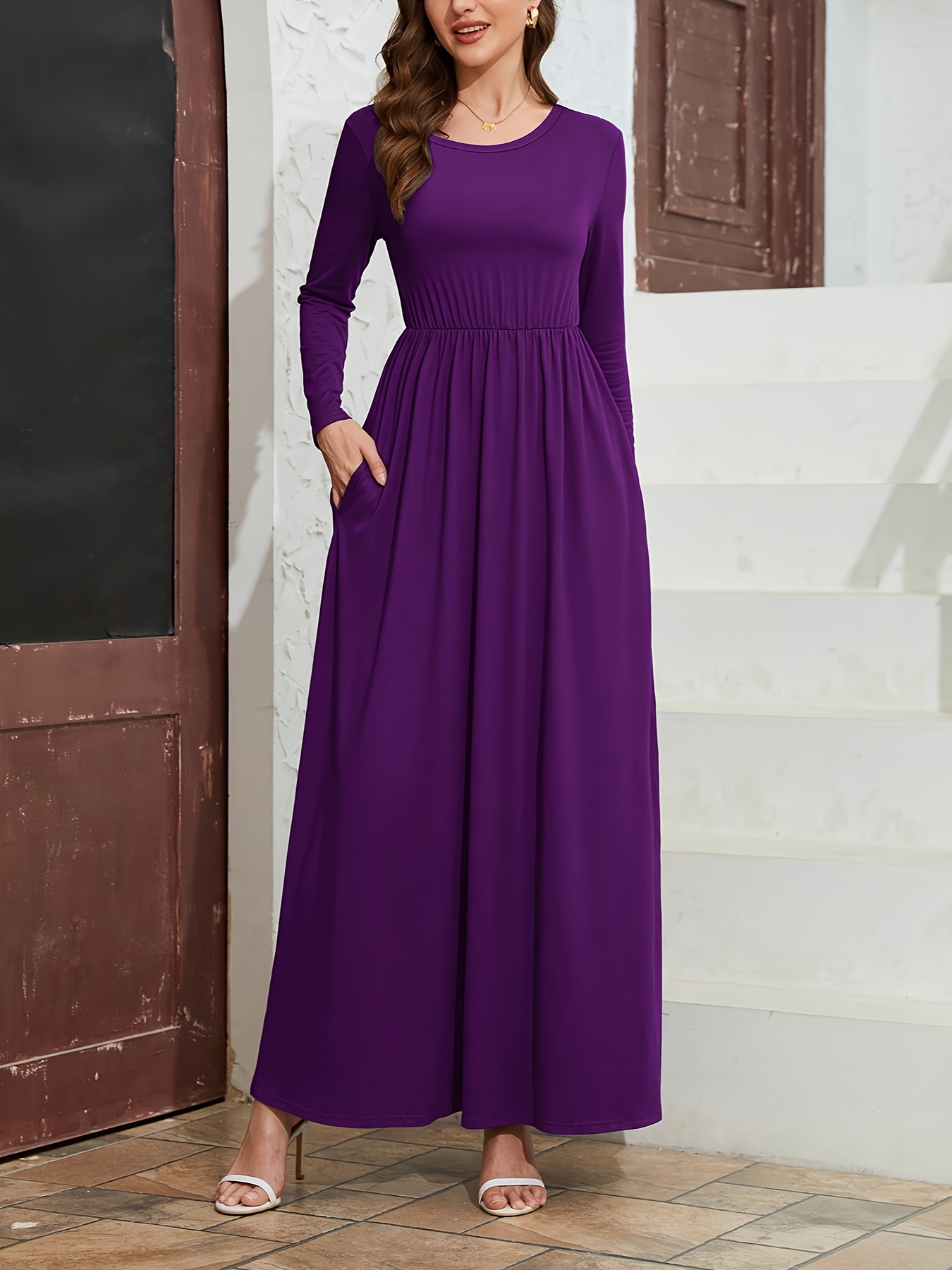 chinese dress ladies Marcella | Tilden Long Sleeve Dress in Violet | Women's Size Xs | Sustainable European Jersey