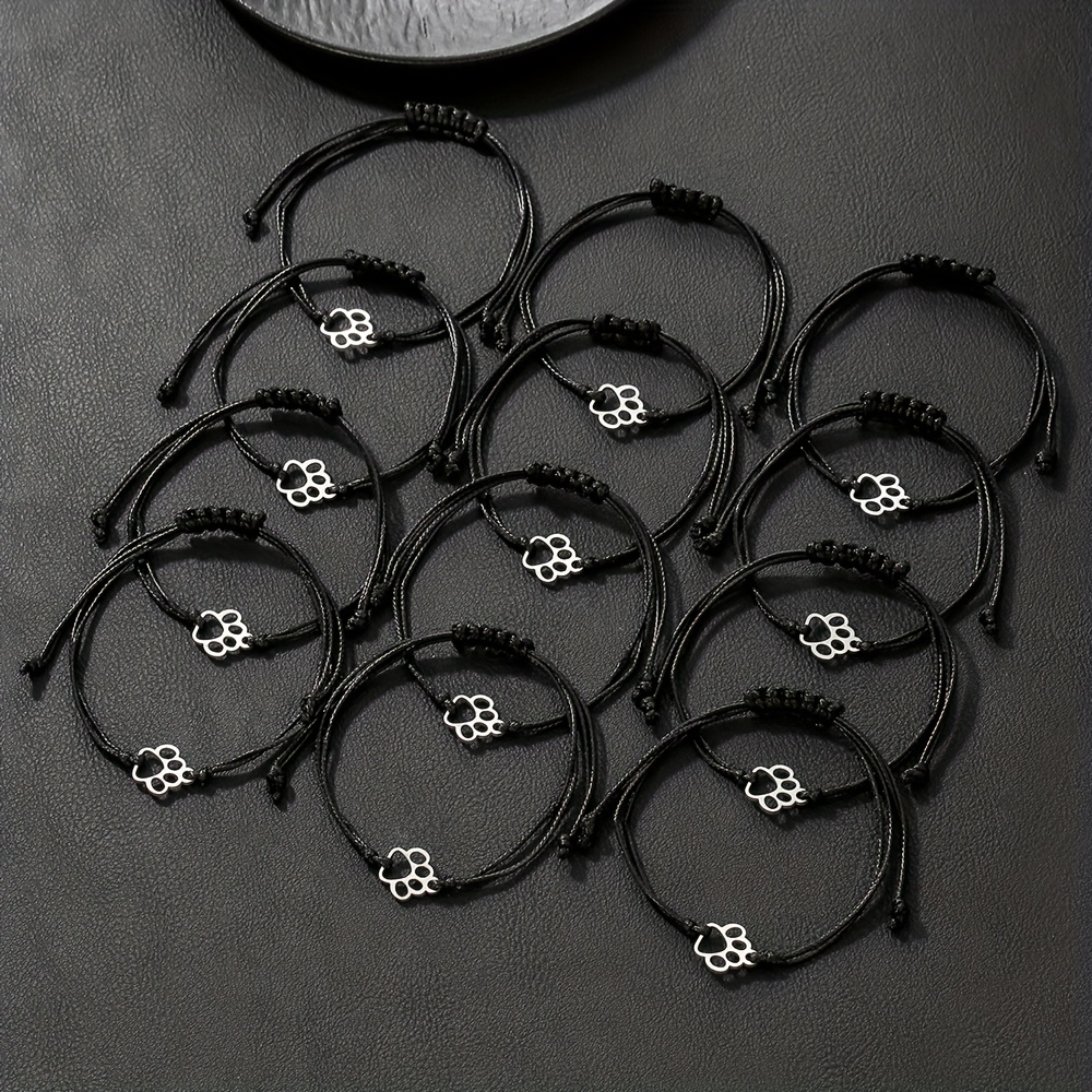 TEMU Ensemble de 12 pièces, style et minimaliste, patte de chien, tissée, ensemble de bracelets multi-pièces, convient pour le port des femmes et