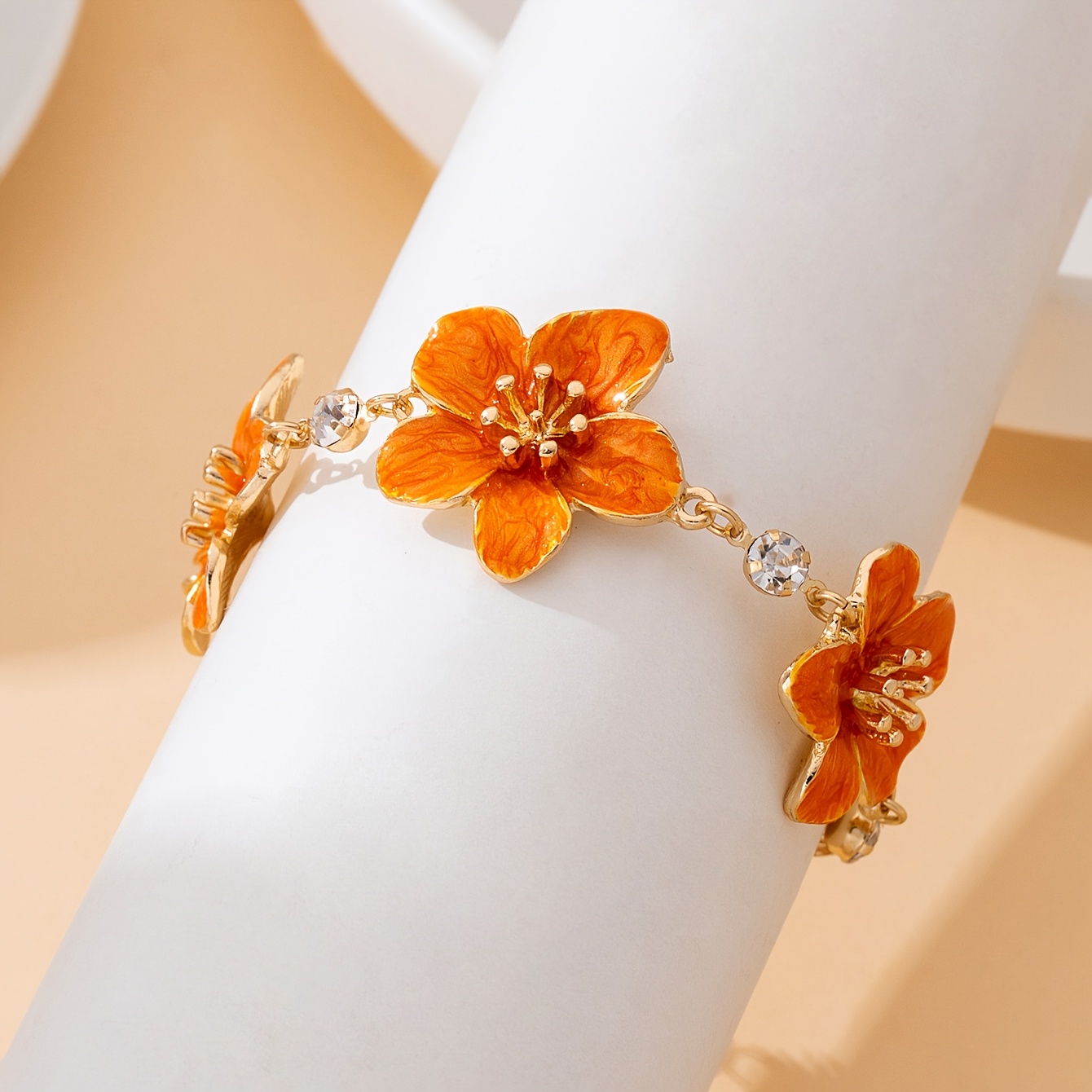 Women's Exquisite Blue Drip-Painted Five-Petal Flower Bracelet
