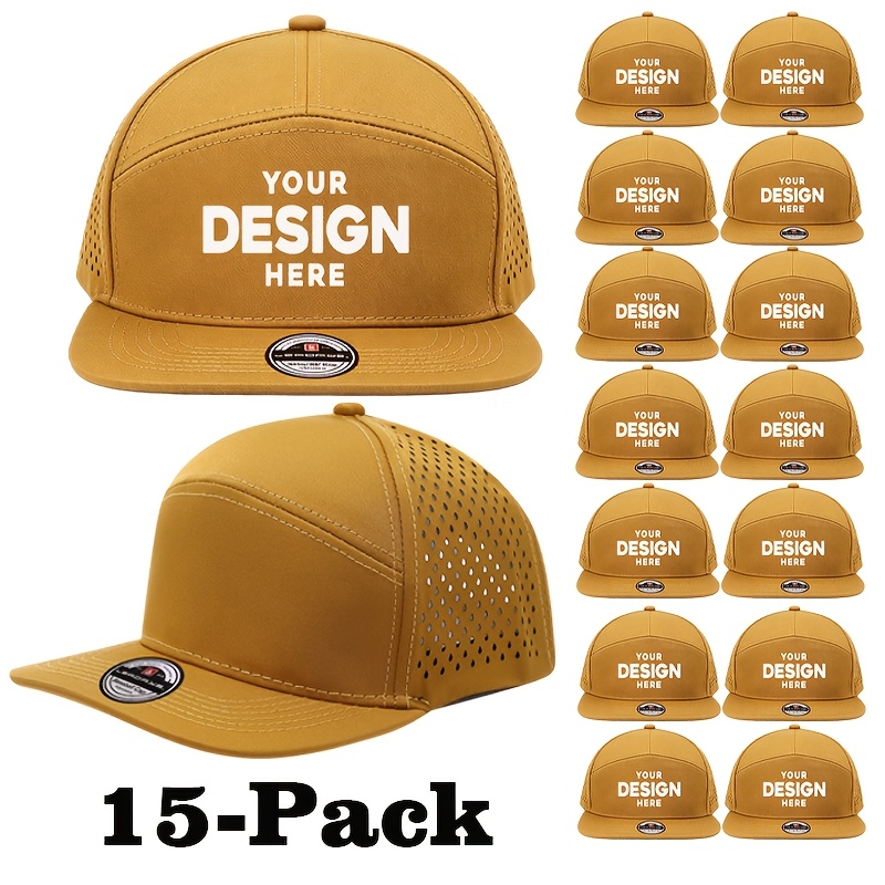 15-Pack Customizable Performance Snapback Hats for Men and Women