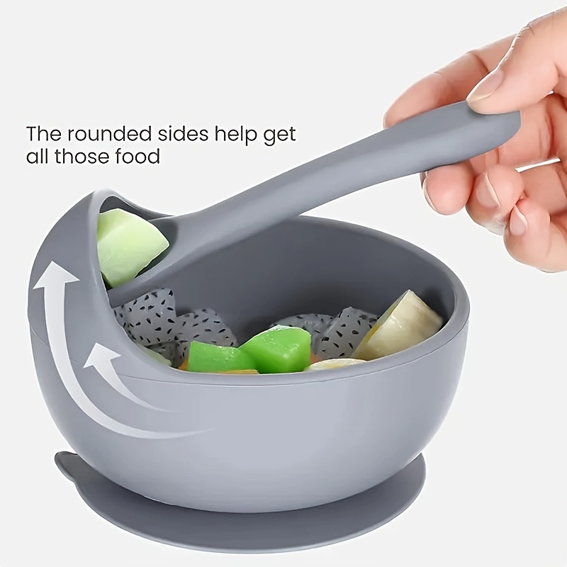 1pc Silicone Youngsters Bowls with Suction+1pc Spoon- Feeding Set Silicone Bowl with Spoon for Youngsters Youngsters - Food Plates with Suction- Learning Training Silicone Suction Bowl