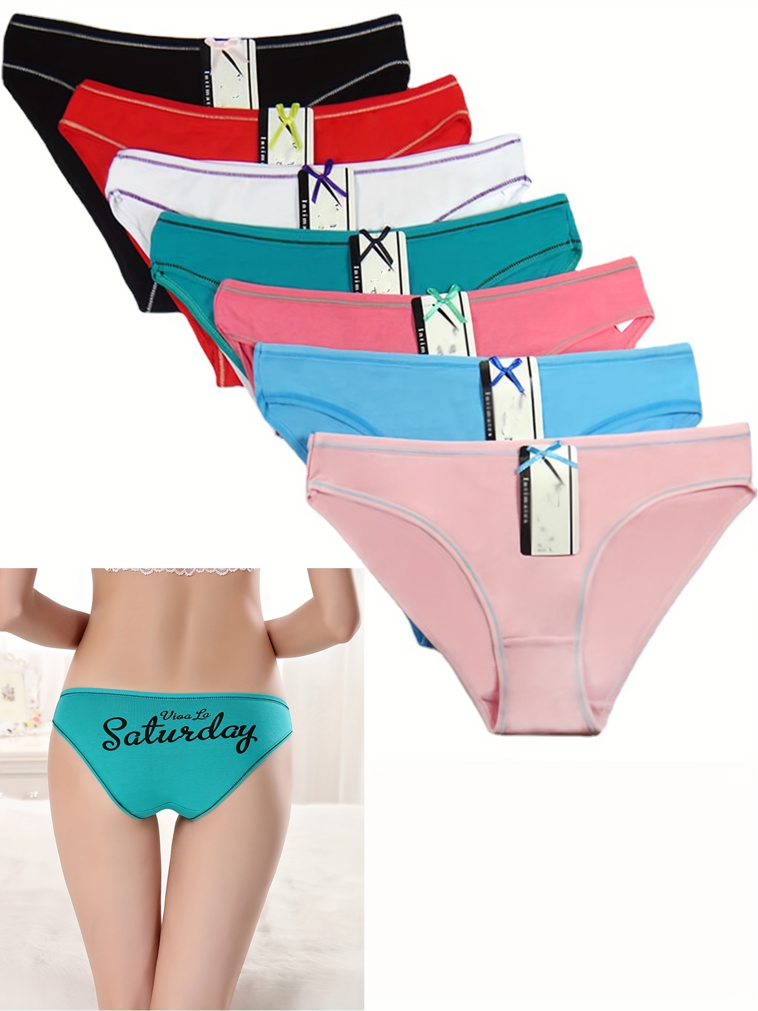 Letter Print Briefs Soft Breathable Bow Tie Intimates - Temu