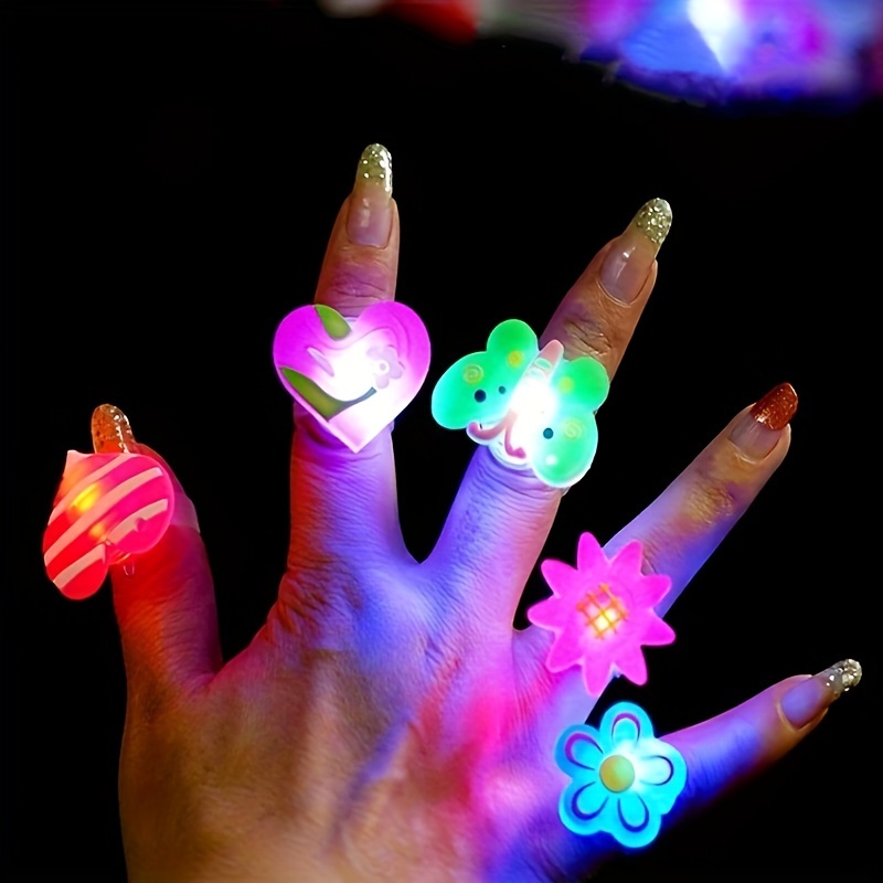 10/50pcs, Cartoon Luminous Finger Lights Colorful LED Lights Magic Luminous  Lights, Santa Lighting Rings, Glow In The Dark Party Supplies, Christmas P